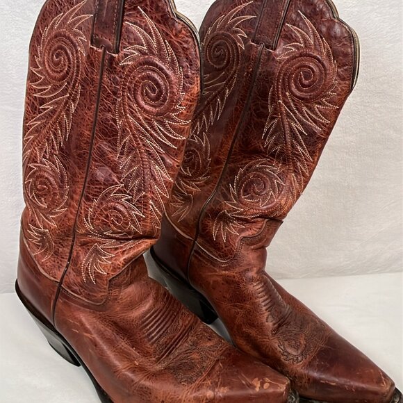 Justin L4333 Cowgirl Boots Tall Brown Pointed Toes SZ 9C Cowgirl Rodeowear Hors - Picture 3 of 16